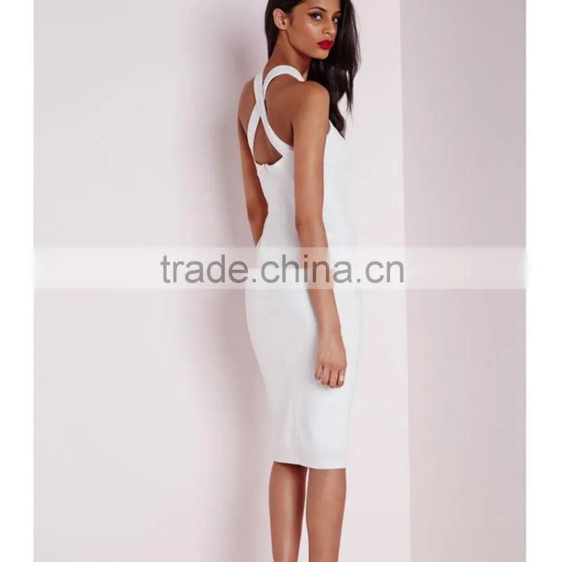 halter neck cross over detail fashion dress sexy bodycon dress lady party dress