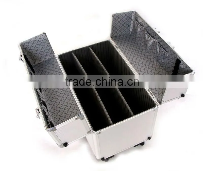 Hot sale Sliver double opening luggage trolley case with good quality