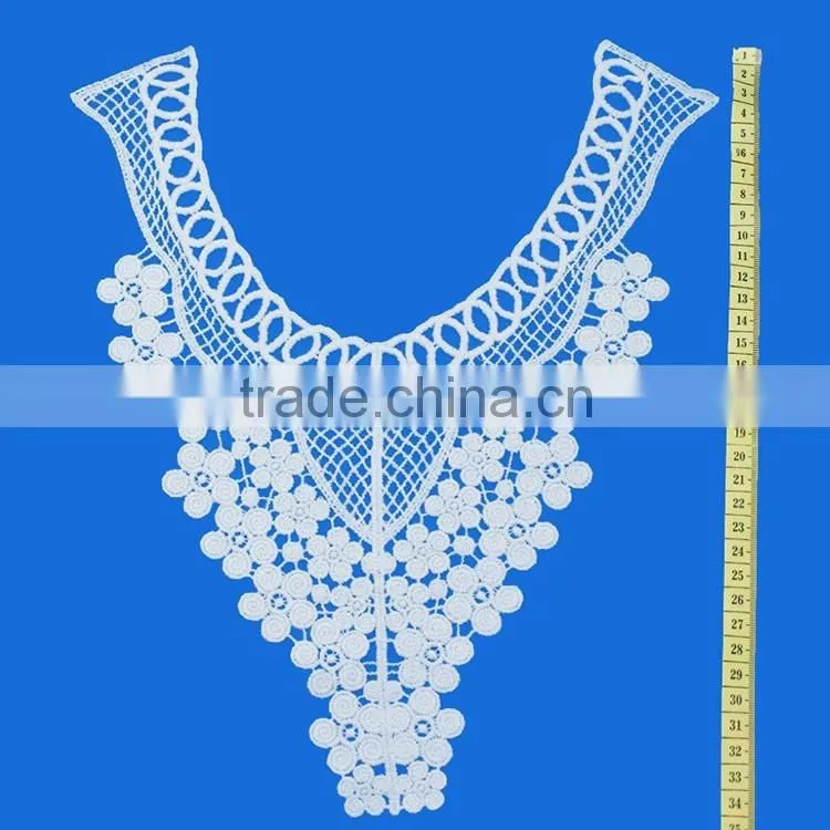 Hot sell custom shape fashion cotton crochet embroidery pattern lace collar neckline for women