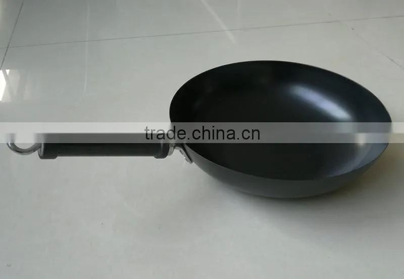 carbon steel non stick wok pan with glass lid and spoon