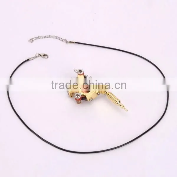 Trendy Golden/Silver Mini Toy Tattoo Machine prices Pendant with long Chain