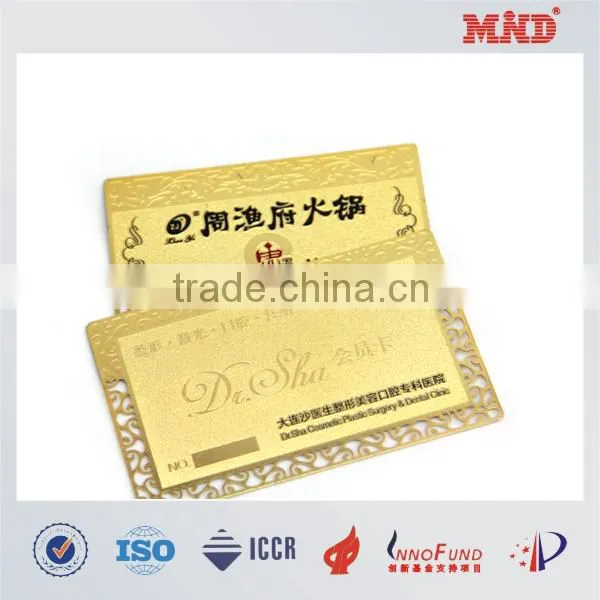 MDC1454 high fashion metal member card for club sliver card golden card