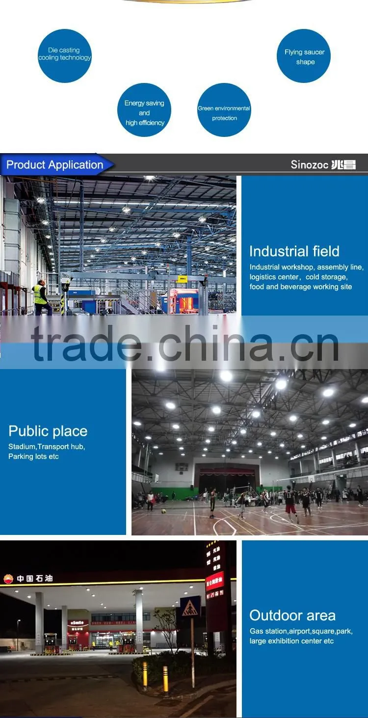 Sinozoc High quality ip66 UFO led high bay light high bay lamp for warehouse factory exhibition 100w 150w led industrial lights