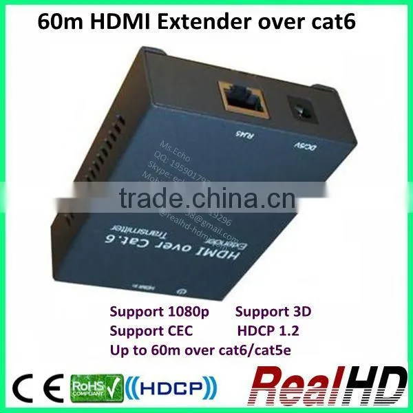 2016 China Hottest Selling 60m 1080P HDMI Extender By Cat5E/6 Support 3D