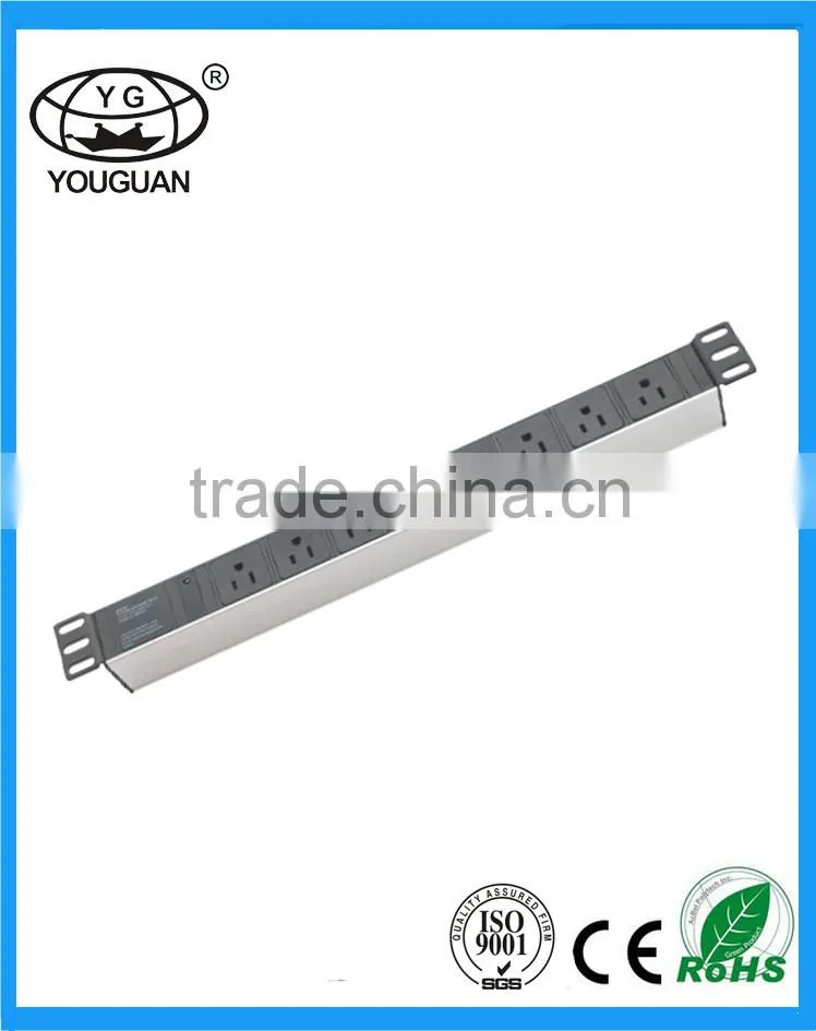 19 inch 1U America type 8 ways PDU Socket with Indicator light