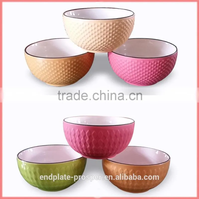 Ceramic color soup bowl 3 set