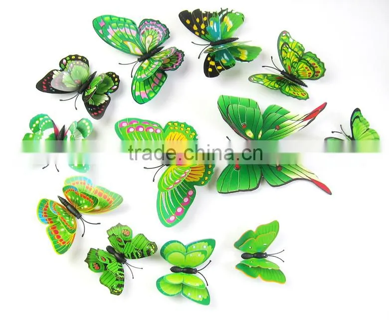Alforever 12 pcs per bag Double-deck 3D pvc butterflies wall decals
