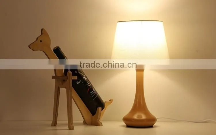 LED Wood table lamp JK-879-18 LED Wood table Light white round lampshade wooden table lamp