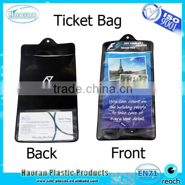 Vinyl plastic jacket bag for tickets and documents