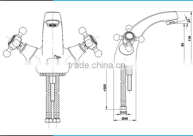 USA Designed Double Lever Bathroom Mixer Tap