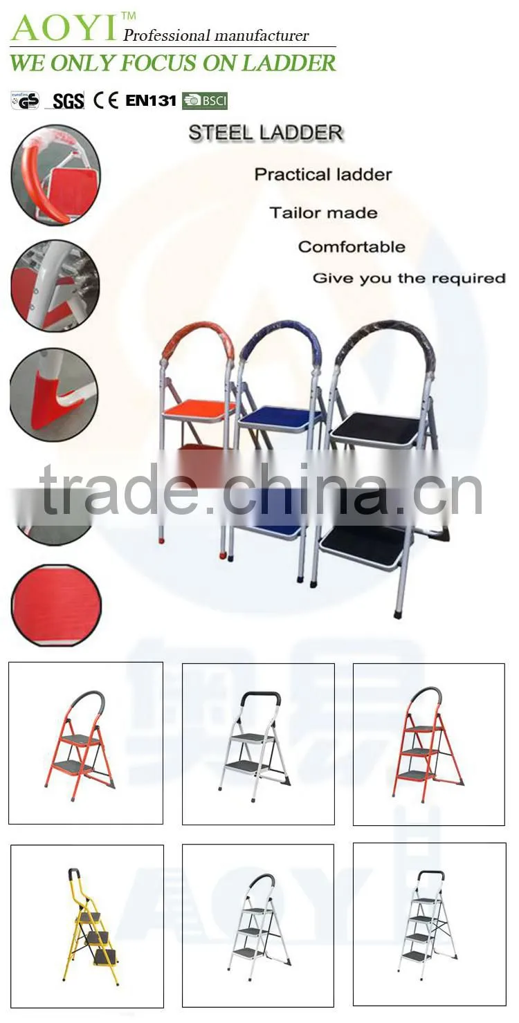 AY EN131/GS approved use for roof top tent portable steel ladder colored step ladder