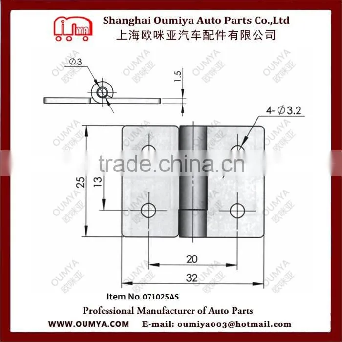Stainless steel hinges for trucks and trailer 076025AS