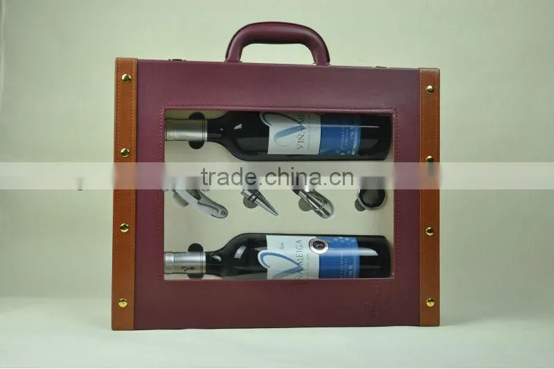 Newest leather wine accessories box design
