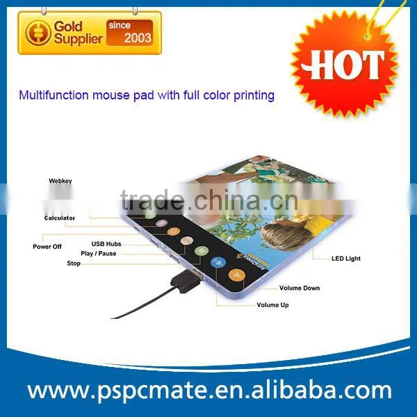 Promotional gift multifunction LED webkey mouse mat with usb hub