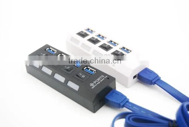 Computer 4 Ports 3.0 High Speed USB Hub with Swith Button