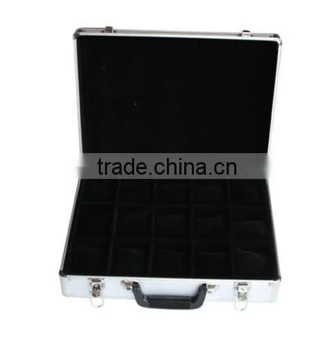 15 Watches Aluminum Briefcase Traveling Storage Case fits watches up to 75mm