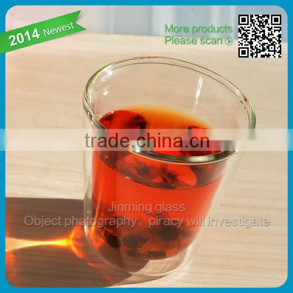 Classical 50ml double wall glass cup drinking glass for gift glassware