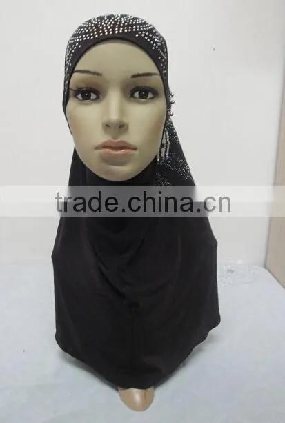 H283 new style one piece hijab with handmade chains and beadings