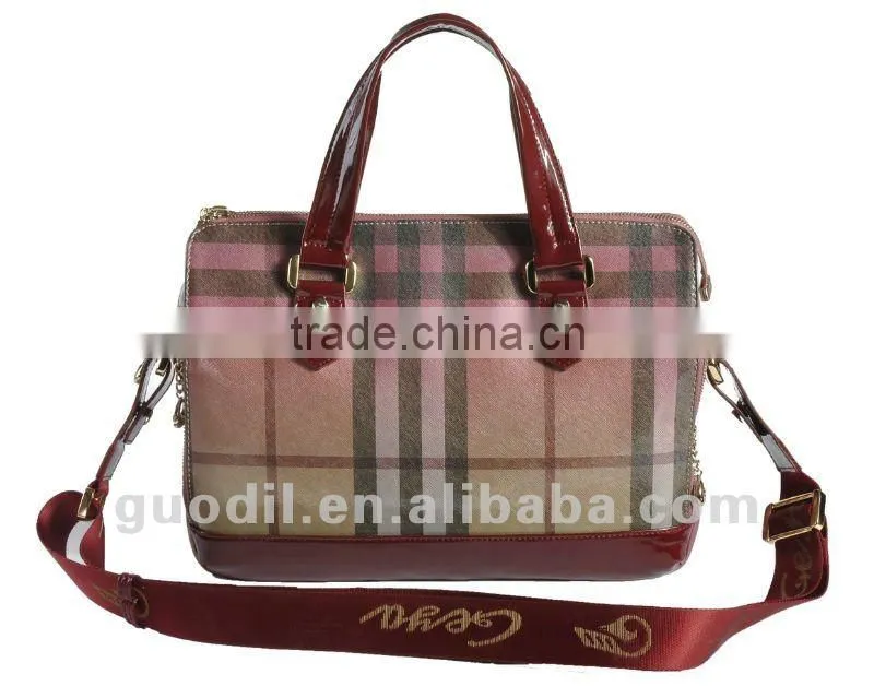 New Design! Lady Fashion Plaid PU Handbag 2012! Hot style!
