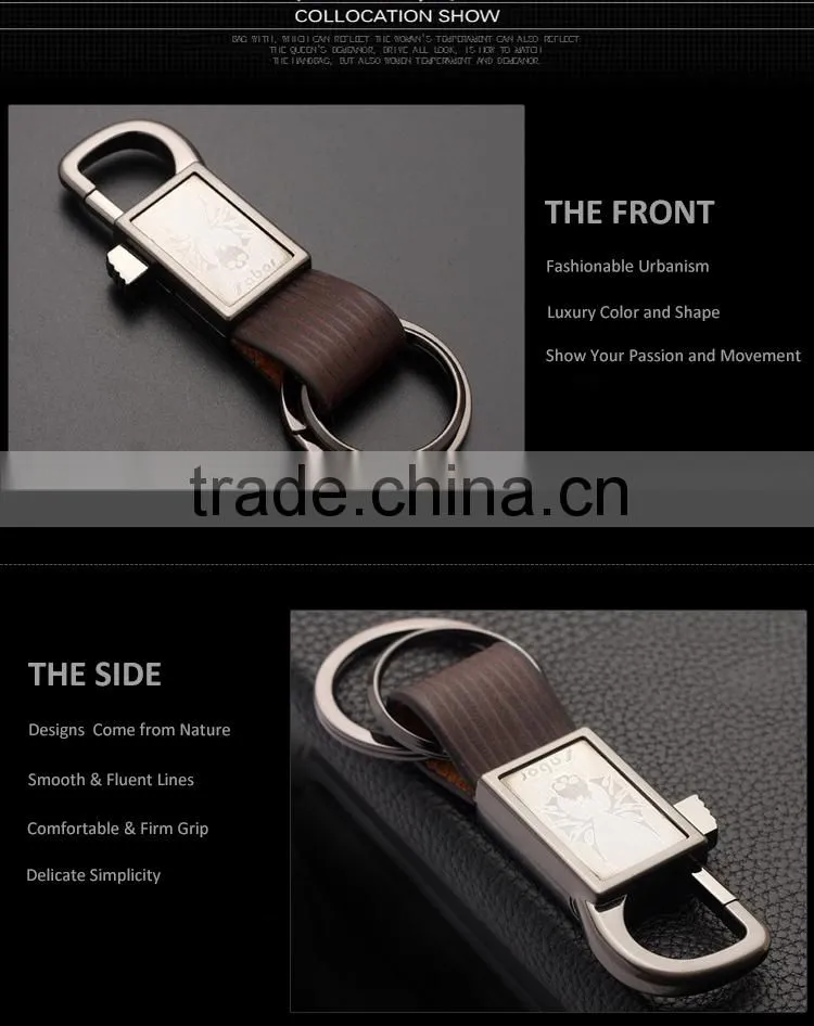 Sliding Hook Metal Handmade Leather Keyring