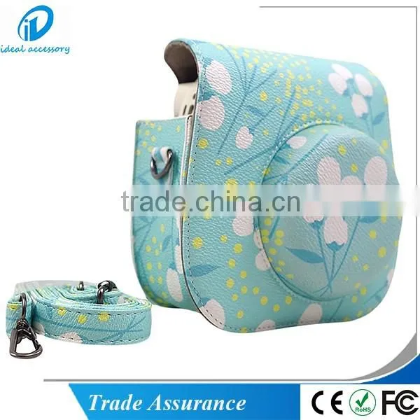 New Hot Sale Flower Style Leather Fujifilm Instax Mini8 Camera Shoulder Bag Case