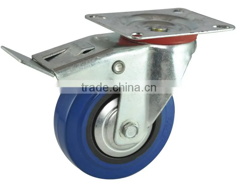 Industrial rubber castor wheel,dual brake casters