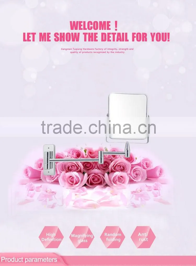 Double sides extensible chrome wall mount makeup mirror