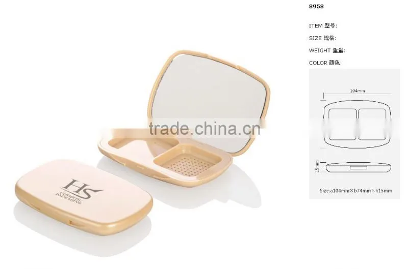Cheap price empty plastic cosmetic face powder case with mirror