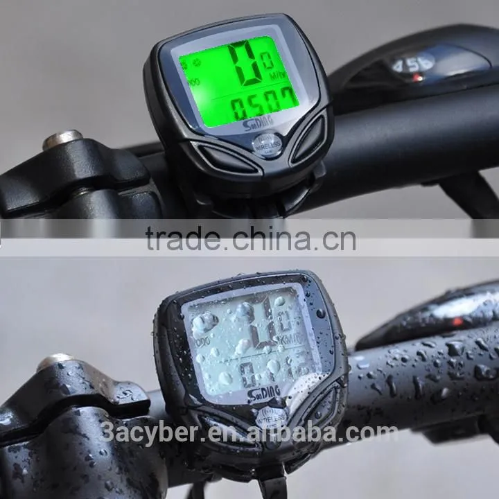 Waterproof Wireless LCD Digital Bicycle Computer Bike Cycle Speedometer Odometer Green LED Backlight
