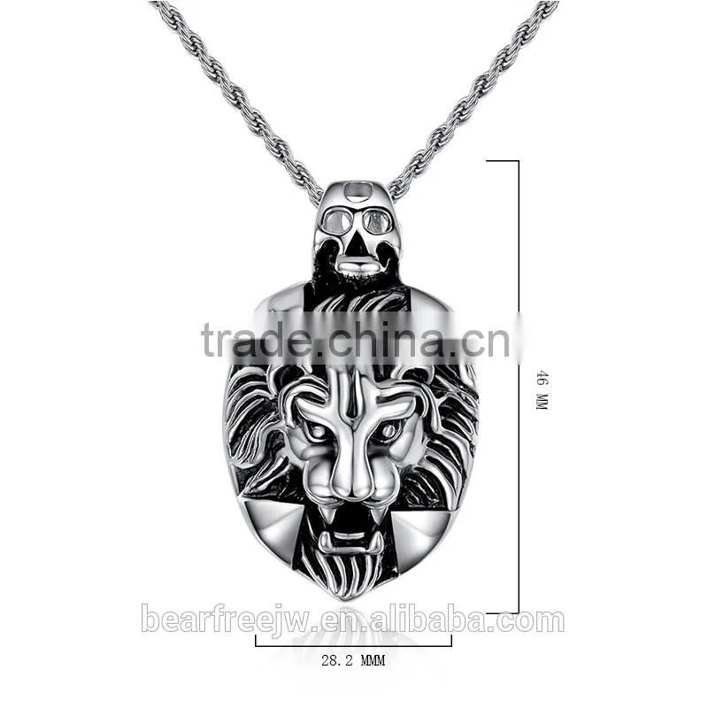 Lion King Tribal Biker Mens Stainless Steel Necklace Pendant Silver 24 inch Chain