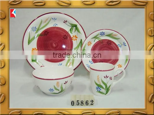 hand painted kids ceramic breakfast set