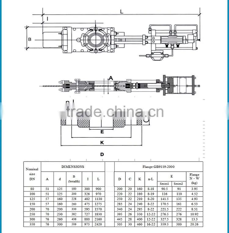 Pneumatic Penetrating type Knife Gate Valve