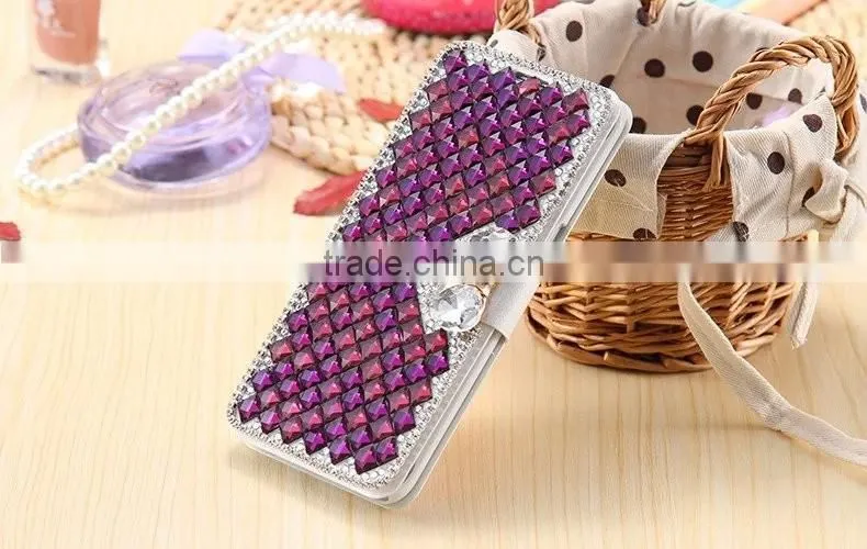 Luxury Leather Bling Crystal Diamond Bow Wallet Case for S7/S7 edge .For iphone 6/6s bling crystal wallet case