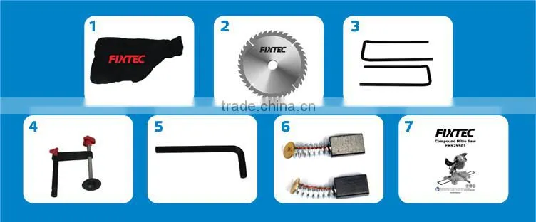 FIXTEC high quality 255mm 1600W compound double mitre saw for aluminum