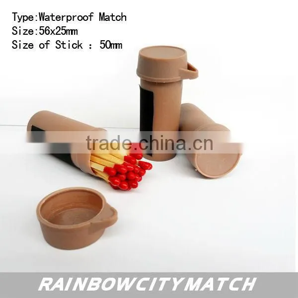 Plastic waterproof and windproof matches in colourful cylinder