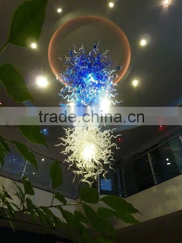 hand made glass lighting with three storey height and Decorative art glass xo-20120710 and hotel glass project