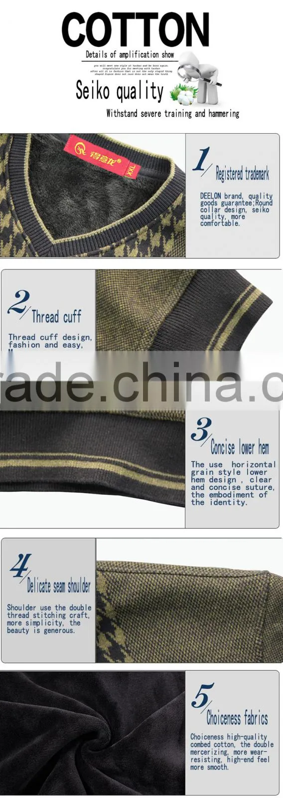 Combed Cotton Lycra Heated Thermal Underwear Men Thick Long Sleeve Long John V-neck Thermal Clothing Set Simple Design