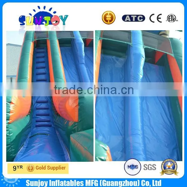 Coconut palm double lane inflatable water slide with pool