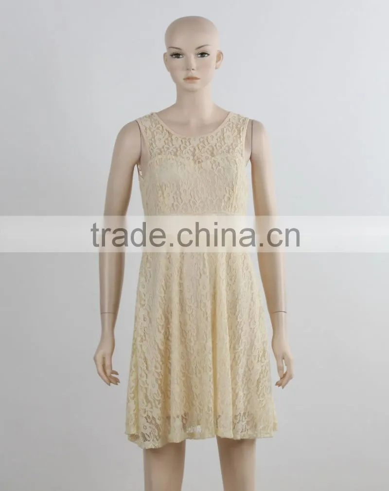 F5S12062 Plain Women Lace Dress Fashion Design