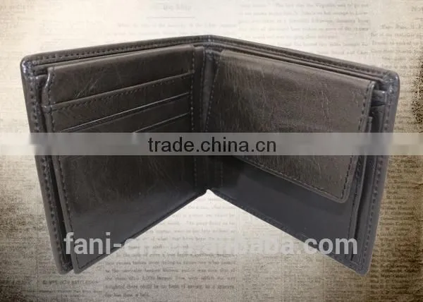 Plain line and multi card holder design leather wallets for men with coin pocket