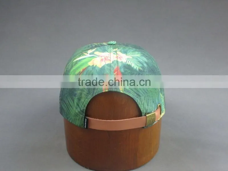 Custom heat transfer parttern in 5-panel snapback cap