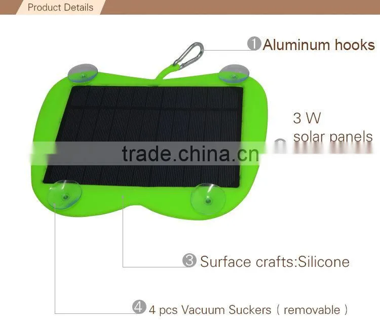 Mini usb solar charger 3W solar panel high quality charger for iphone/samsung/LG/Blackberry