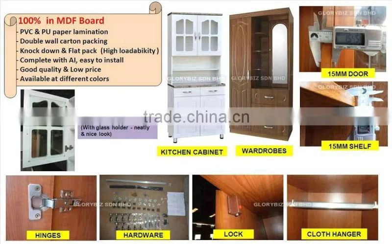 Modern Wardrobe Furniture MDF Closet WIth 3 Doors, classic bedroom furniture, wooden wardrobe designs, malaysia closet