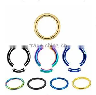 Colourful 316 stainless steel piercing rings segment piercing rings nose/lip piercings