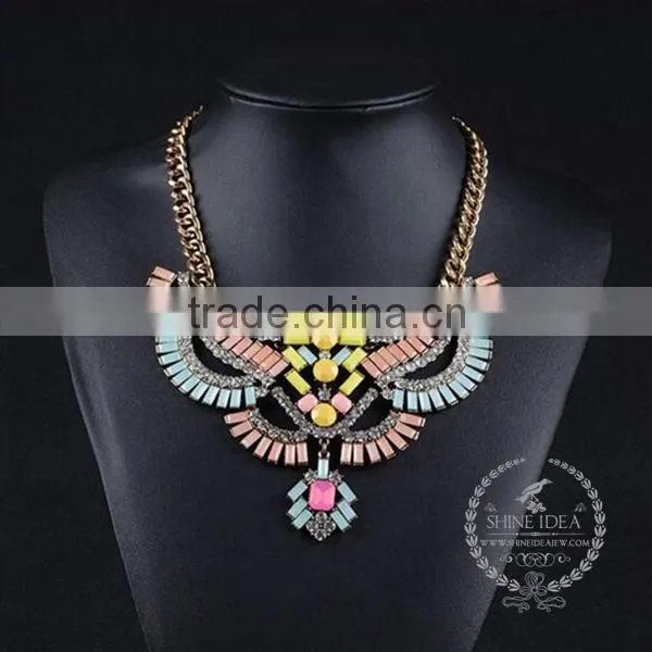 high quality vintage style rhinestone chunky statement necklace tin alloy fashion women pendant necklace 6390082