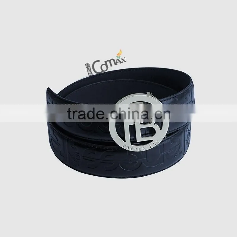 Hollow round metal custom belt buckle with engraved logo