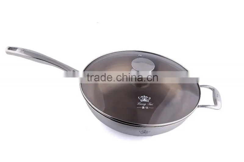 hign quality Titanium wok with royal appearance and various sizes titanium cookware non stick wok