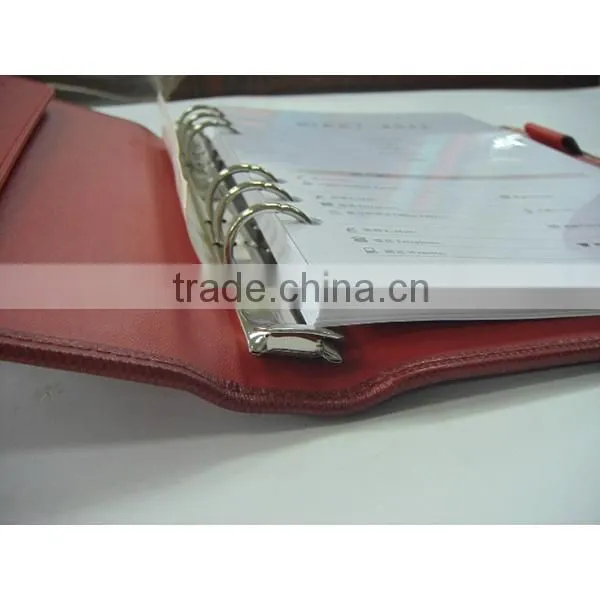 leather refillable ring binder file folder notebook organizer