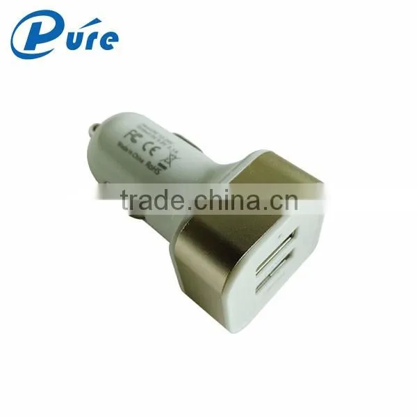 Wholesale brand new fashional design 12v solar car battery charger 5V 2.1A output 2 usb car charger