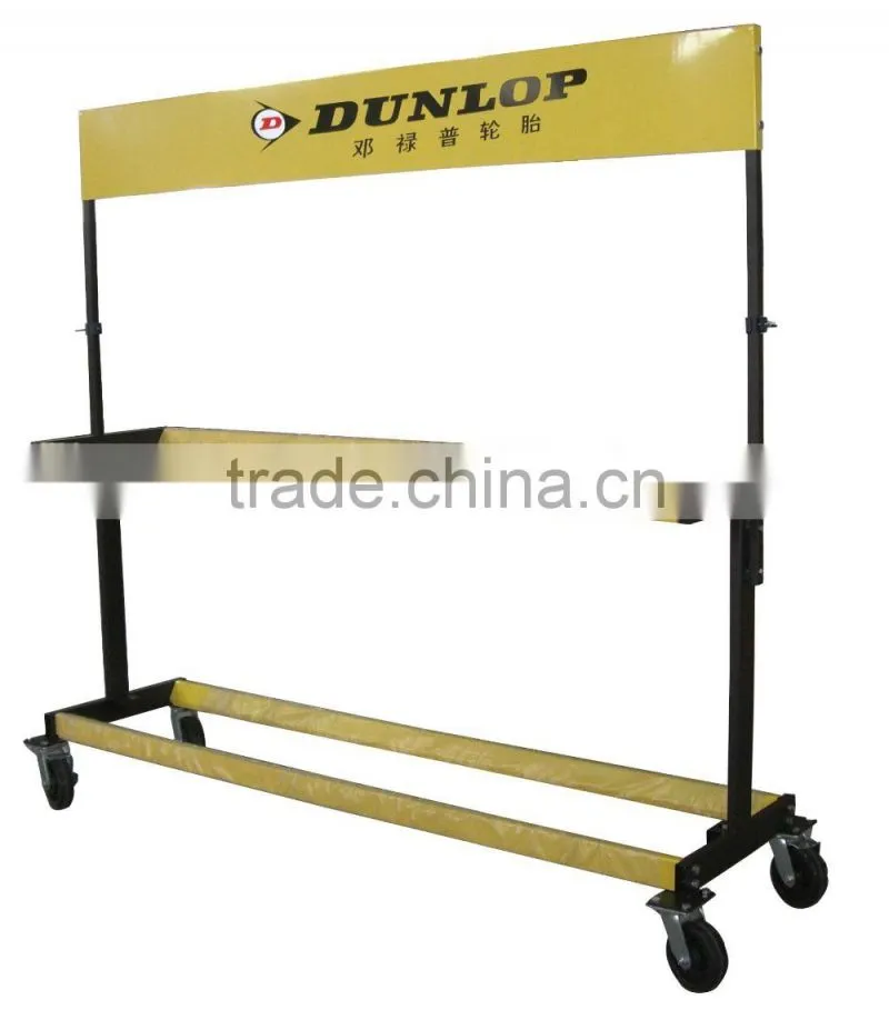 Tyre display rack/heavy duty 2 tier metal wheel rim display rack/ring display stand